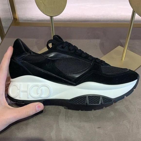 COPY - Jimmy Choo Leather trainersSize 7.5 in WHITE/GREYLeather and suede
